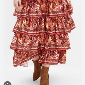 CHIC ME ALLIE- Bohemian Floral A-Line Skirt